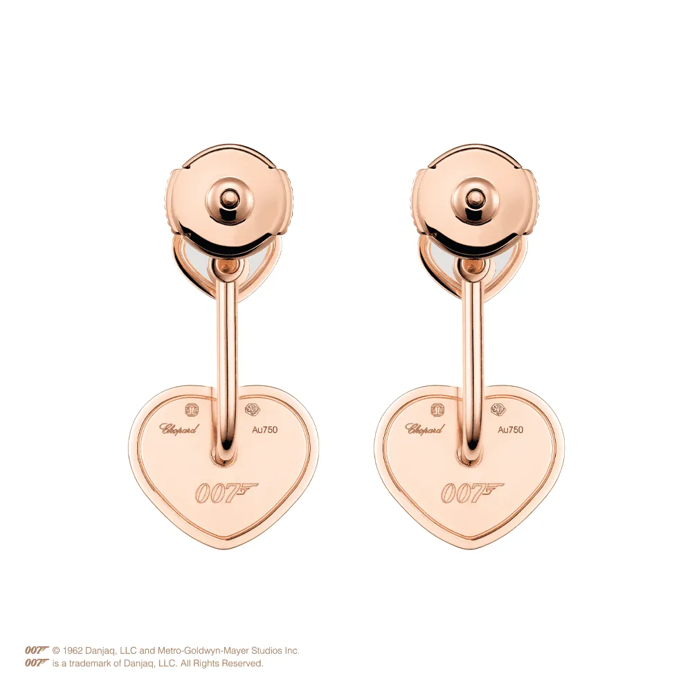 18ct Rose Gold Happy Hearts James Bond 007 Limited Edition Diamond Drop Earrings