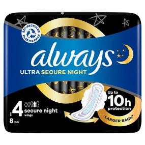 Always Ultra Secure Night (Size 4) Sanitary Pads With Wings