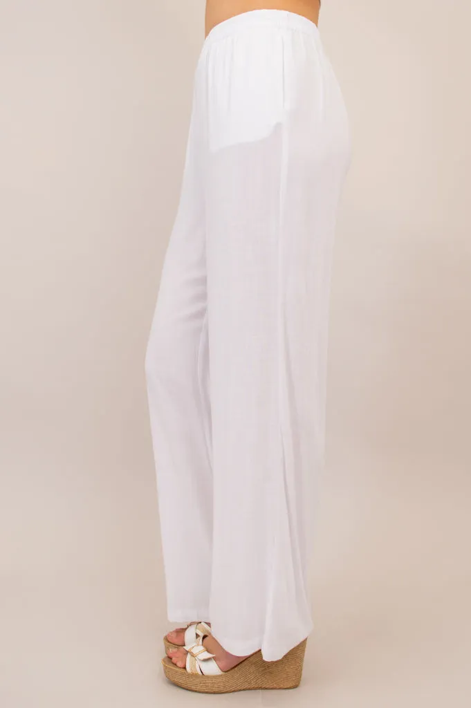 Bella Pant, White, Linen Bamboo