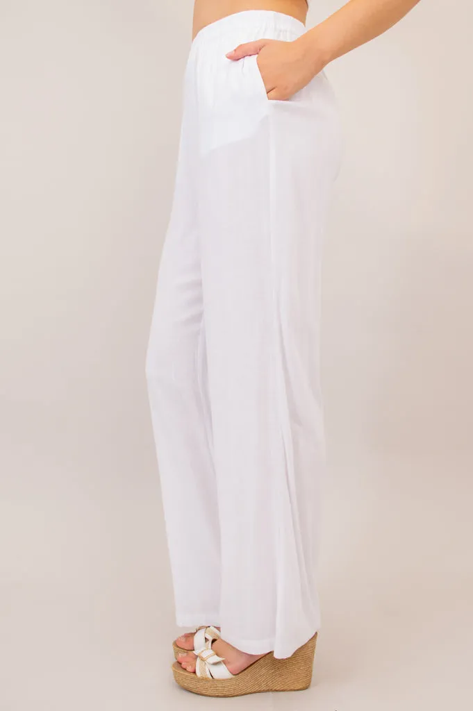 Bella Pant, White, Linen Bamboo