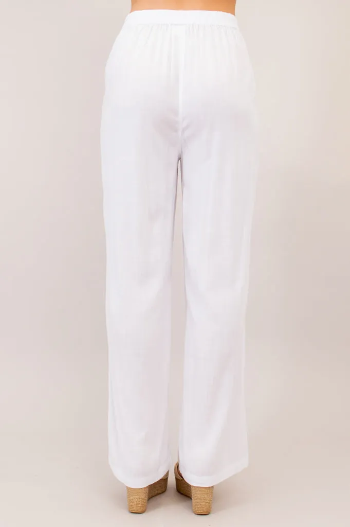 Bella Pant, White, Linen Bamboo