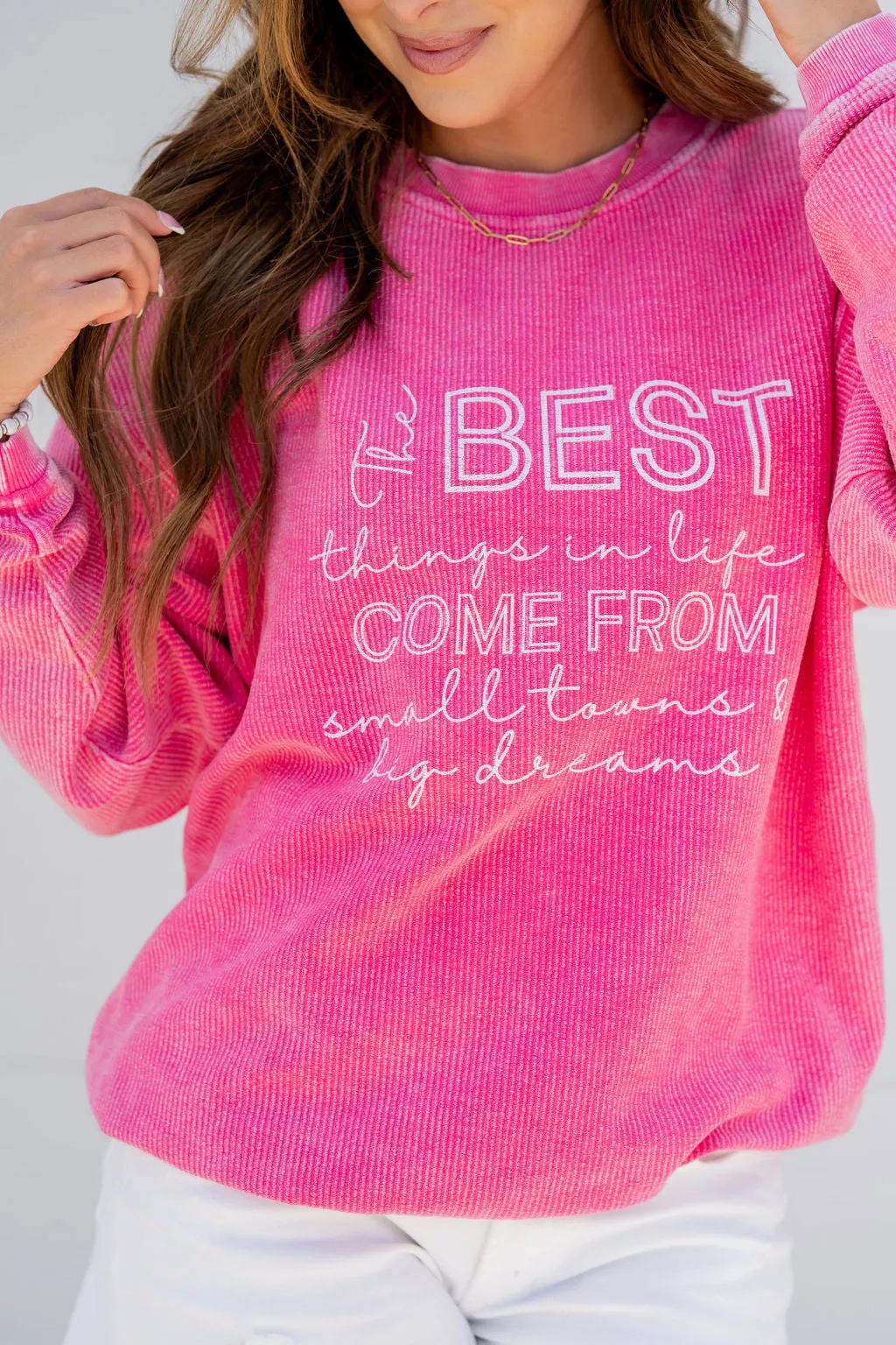 Best Things In Life Ribbed Graphic Crewneck