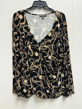 Black & Gold Top Long Sleeve Inc, Size 3x