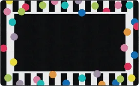 Black White & Bright Polka Dot Border | Classroom Rug | Schoolgirl Style