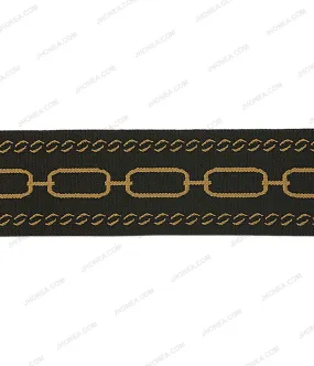 Black with Brown Classic Chain Design Soft Woven Rivil-Civil Elastic