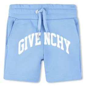 Blue Jersey Logo Print Shorts