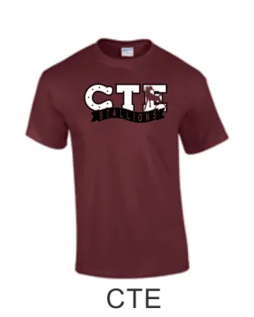 CTE Basic Maroon or Grey Tee in 4 New Designs