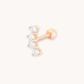 Curved Crystal Barbell in Rose Gold