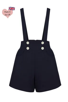 Detachable Brace Sailor Style High Waisted Shorts in Navy