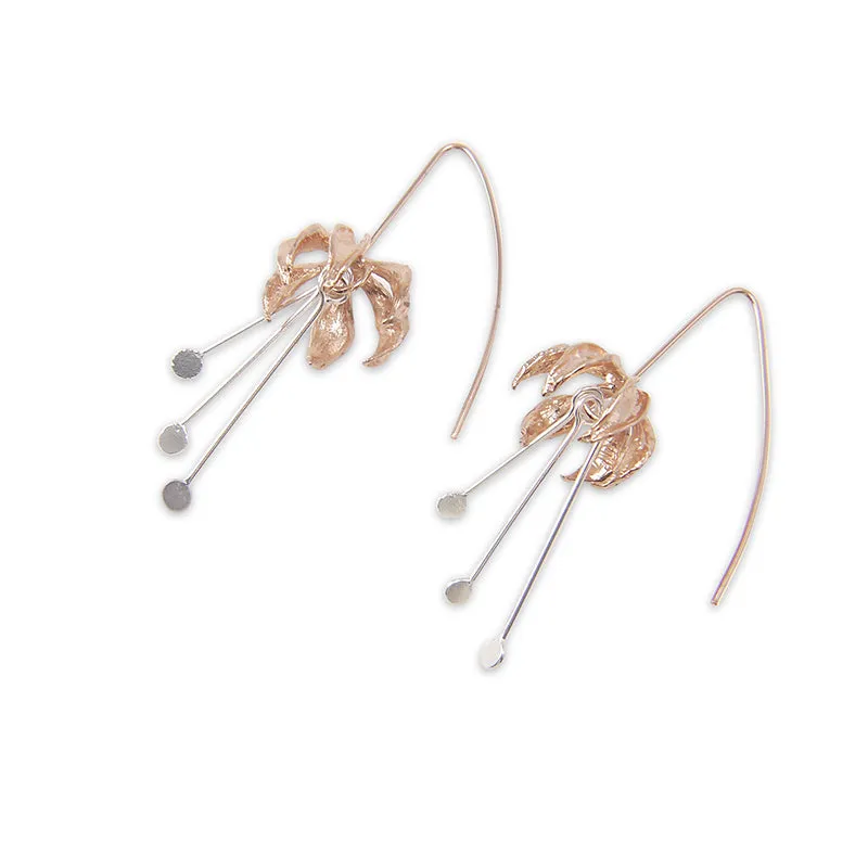 Eagle's Claw Rose Gold and Silver Sterling Silver Pull-Thru Earrings