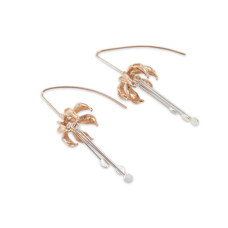 Eagle's Claw Rose Gold and Silver Sterling Silver Pull-Thru Earrings