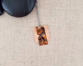 Flame Paint Copper Square/Rectangle Layered Necklace