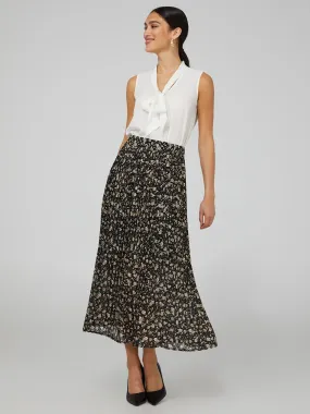 Floral Print Pleated Chiffon Skirt