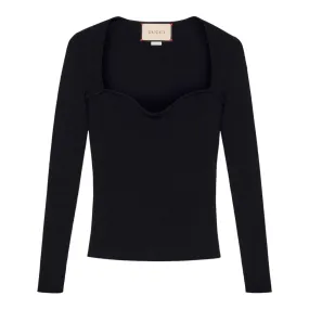 Gucci Sweetheart Neck Ribbed Top