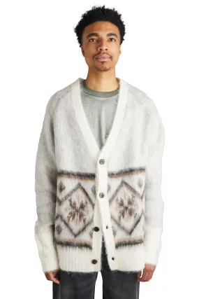 Martine Rose Brushed Mohair Fair Isle Cardigan 'Ivory/Oat/Chocolate'