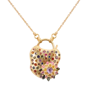 Medium Rainbow Daisy Padlock Necklace - Made to Order