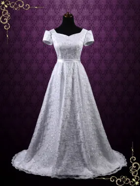 Princess A-line Lace Wedding Dress with Puff Sleeves GRACIE