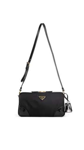 Re-Nylon and Brushed Leather Mini Shoulder Bag - Black