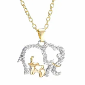 SHINELUX™ 'Elephant Baby & Mom' Crystal Necklace Pendant & Chain Gift - Mother Gift