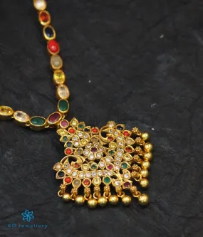 The Anila Silver Peacock Navaratna Necklace