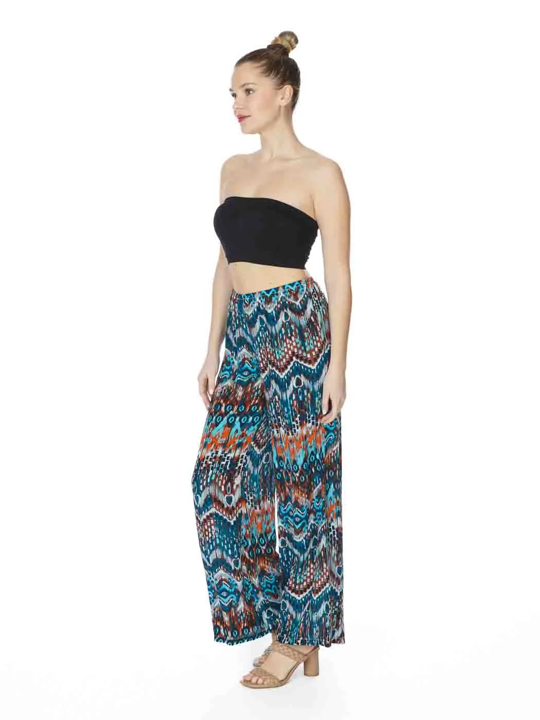 Tianello "QUITO" Print Washable Silk "Palazzo" Pant