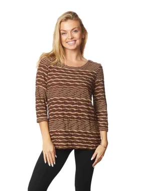 Tianello Taupe Stripe Knit Ballet Tee