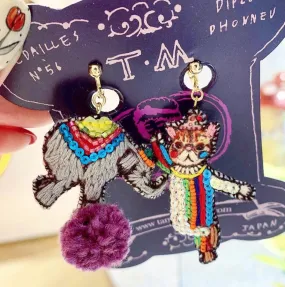 TM - PIE2647 Earrings Circus (Cat & Elephant)