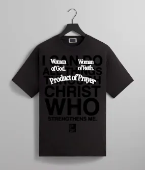 Woman of Faith. Product of Prayer. Tee (Black/White)