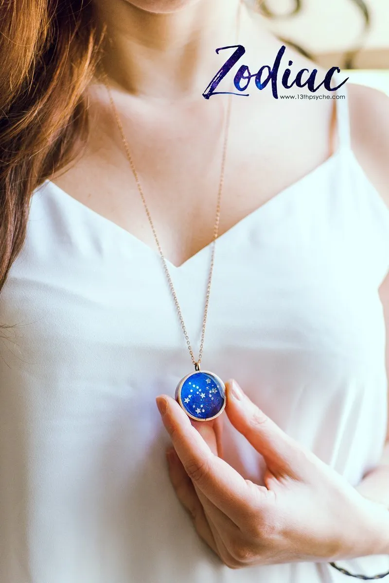 Zodiac jewelry, Capricorn constellation necklace